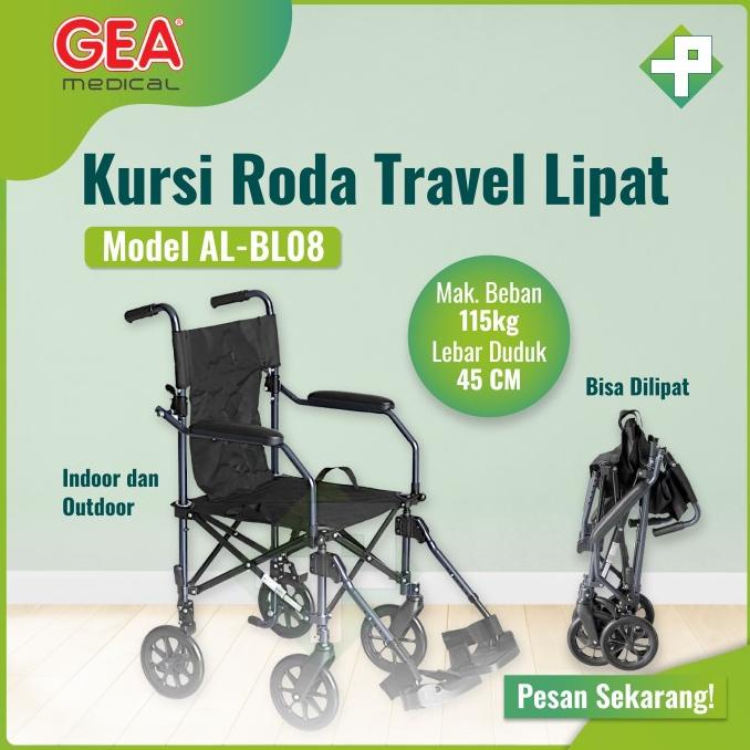 Kursi Roda Travel Lipat GEA AL-BL08 / Kursi Roda GEA Traveling Cabin