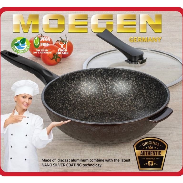 TERMURAH. Panci Wajan NEW MOEGEN GERMANY Wok Pan 30cm FREE TUTUP KACA ANTI LENGKET wajan jumbo