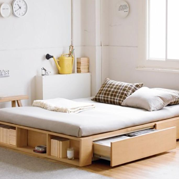 Promo Dipan Kayu Minimalis Modern Tidur Uk200X160X20 Dua Laci Samping Bestq