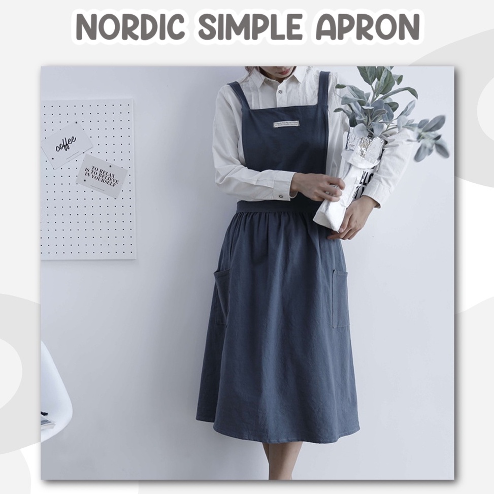 ➴ Nordic Simple Apron / apron / celemek j Kualitas Premium Promo.