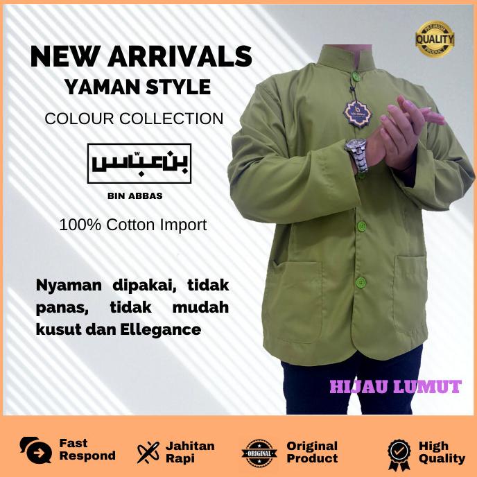 Baju Koko Yaman Style Habaib/Hadramaut Bin Abbas Jumbo Hijau Lumut