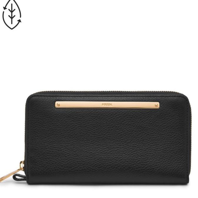 Fossil Liza Zip Around Clutch Black Leather Dompet Wanita-Sl7878G-001 Ammanilah