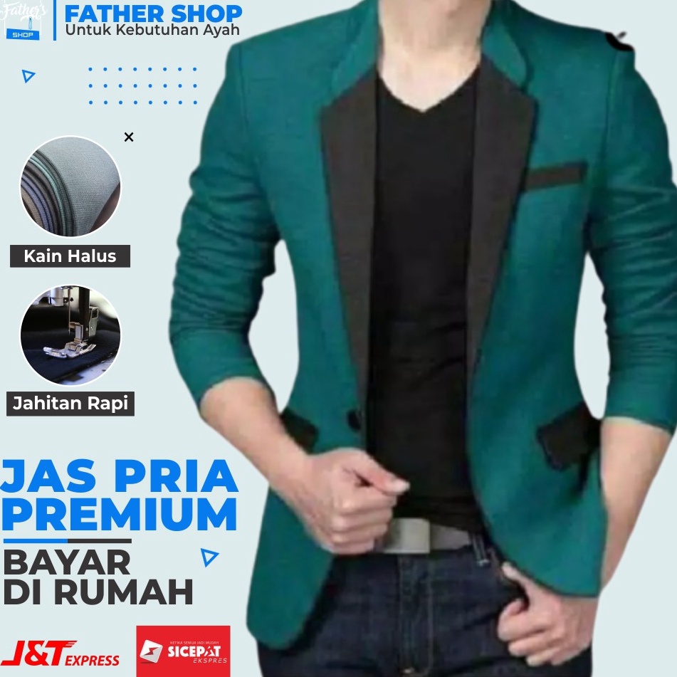 COD BLAZER JAS KOREA NIKAH WISUDA PENGANTIN PRIA SLIM FIT FORMAL - HIJAU HITAM byqfy