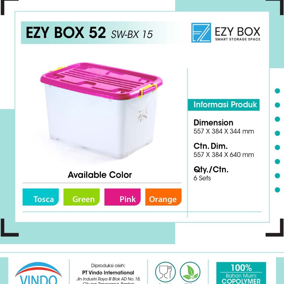 HHRR-18 Ezy Box Container Box Plastik 52 Liter Kotak Penyimpanan 354<