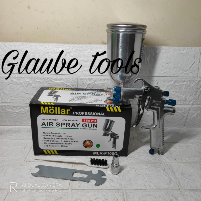 Mollar F100 Tabung Atas Spray Gun Spet Cat SparyGun cet 350ml