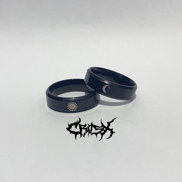 Coden4N8z SUN MOON BLACK RING SET / CINCIN MATAHARI BULAN BINTANG / COUPLE RING CINCIN COUPLE KOREAN