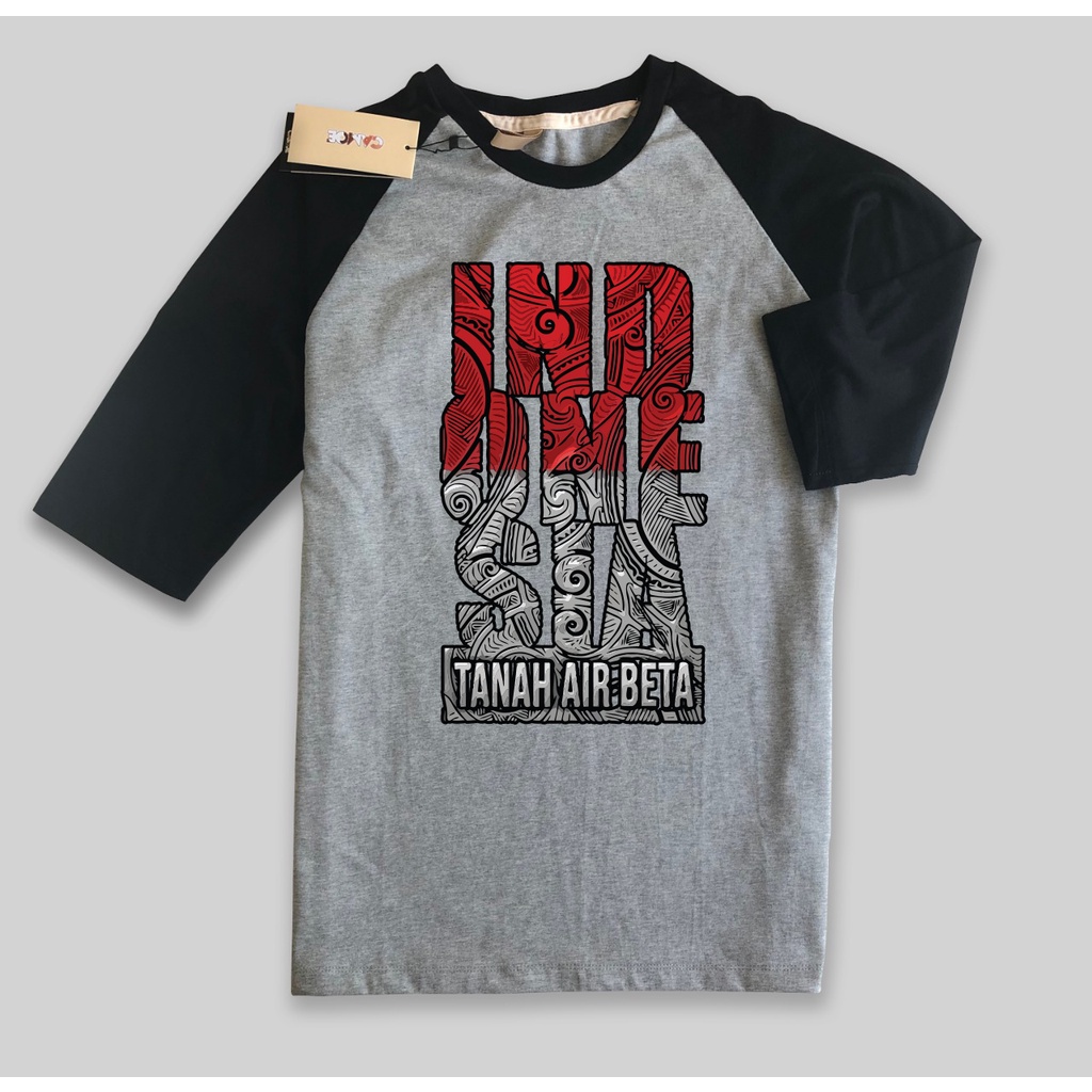 Kaos Raglan Premium CAMOE Indonesia Tanah Air Beta Merah putih