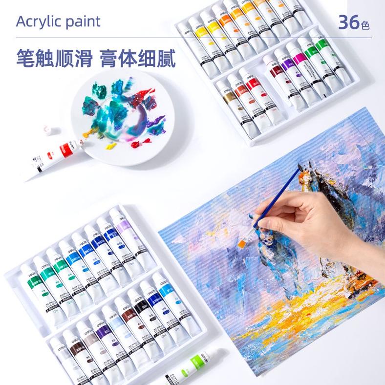 

8.8 Deli Acrylic Paint / Cat Akrilik Anak 24/36 Warna Dapat Ditulis Di Kain Tanah Liat 73912 73915 Grosir !!