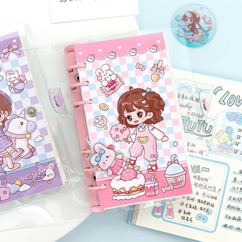 

8.8 [Big Sale] Buku Binder A6 Aqiao Snackshop Diary Book 6 Ring Gantungan Acrylic New !!