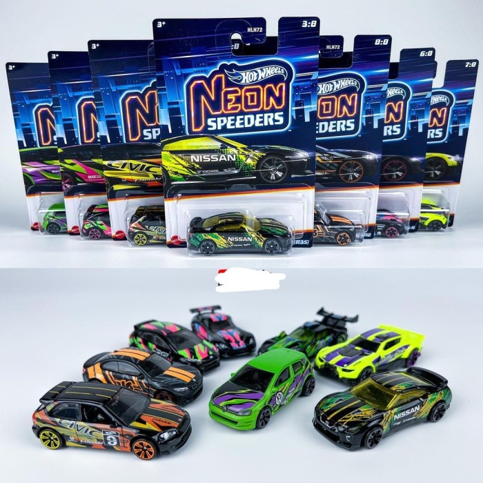 HOT SALE HOT WHEELS NEON SPEEDERS HONDA CIVIC / NISSAN R35 TERLARIS