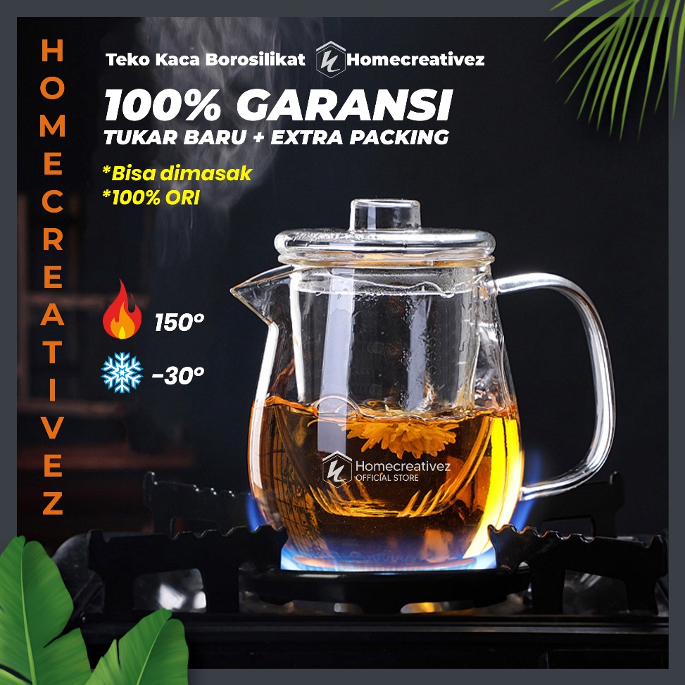 ➨ (GARANSI) HC - Teko Kaca Infuse Pitcher Anti Panas - Teapot Japanese Style - Kaca Borosilikat Boro