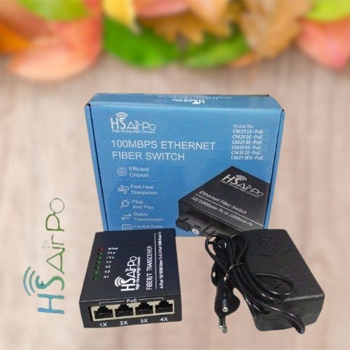 Terlaris Poek Hsairpo Cm2F4E Poe Media Converter 2 Fo 4 Eth Poe Hs Airpo