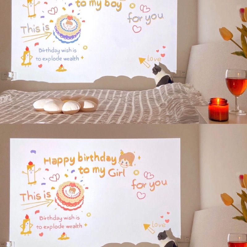 Proyektor Mini Ulang Tahun Portable Happy Birthday Projector Party Lamp