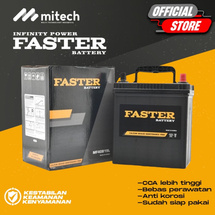 Aki Mobil Honda Mobilio FASTER BATTERY NS40ZL Aki Kering 12V / 35Ah