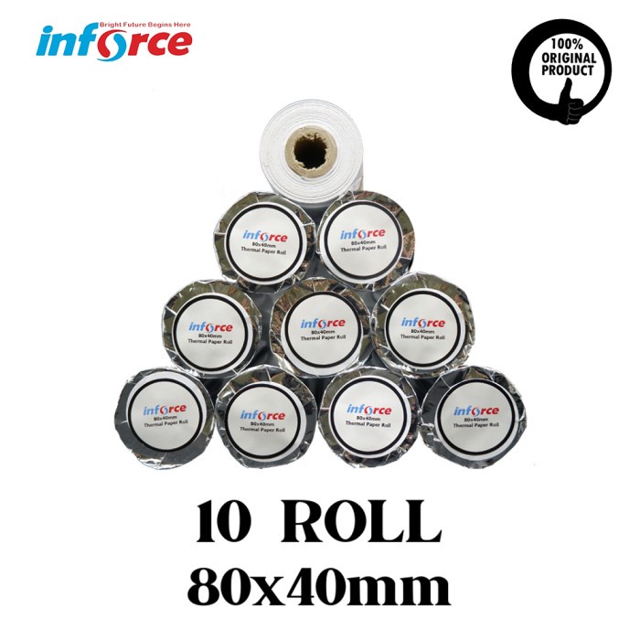 

Terlaris Kertas Thermal 80X40 Mm Inforce Paper Roll 10 Struk Nota Termal 80 40