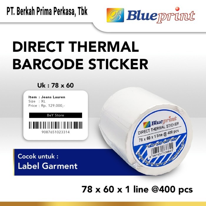 

Terlaris Direct Thermal Sticker 78 X 60 Blueprint Label Stiker 78X60 Mm 1 Roll