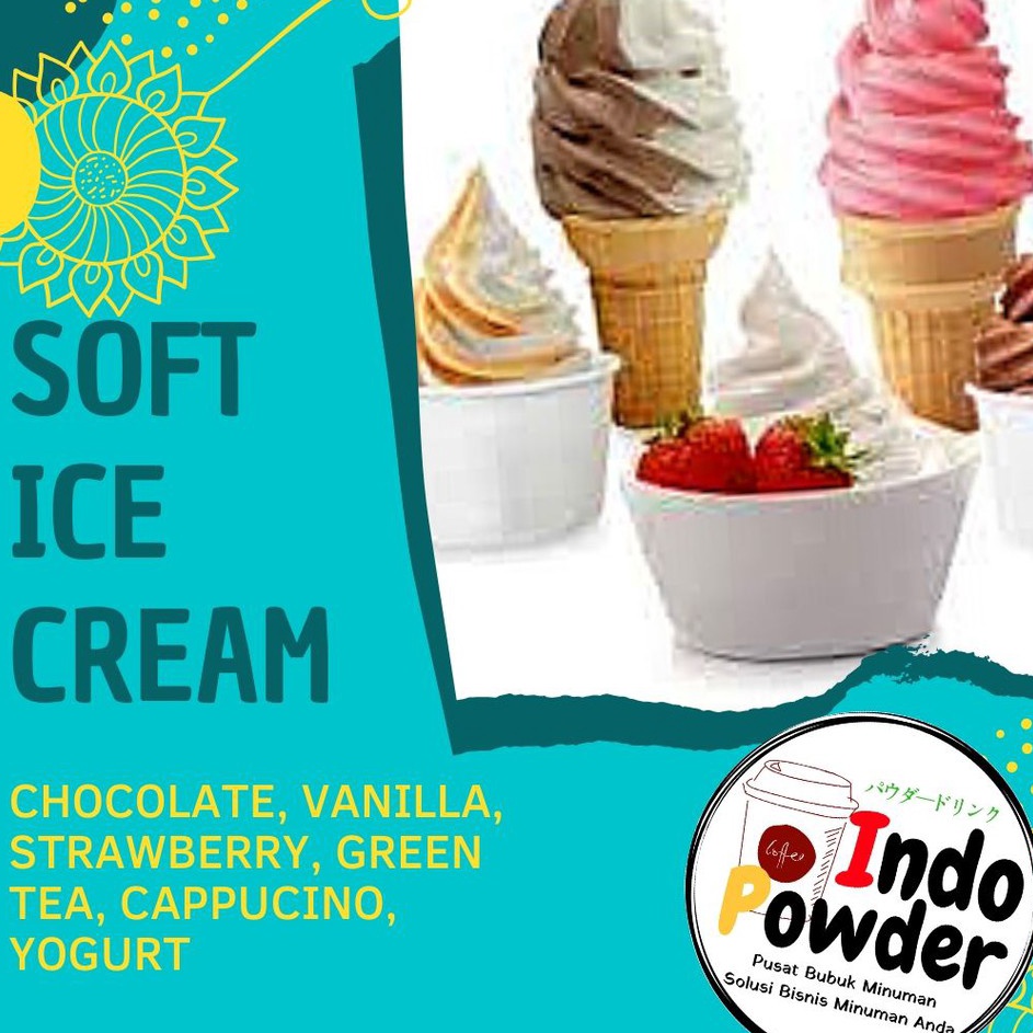 

♖ III 10524 SOFT ICE CREAM - Bubuk Ice cream Cone 1Kg, Variant rasa : Coklat, Strawberry, Vanilla, Cappucino, Green Tea, Yogurt 1Kg PALING AMPUH✌️>>> ♦