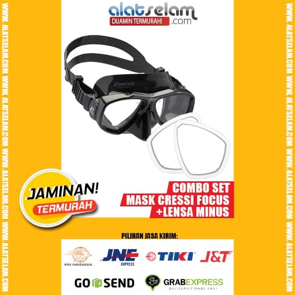 Terlaris Mask Snorkeling/Diving Combo Set Mask Cressi Focus+Lensa Minus