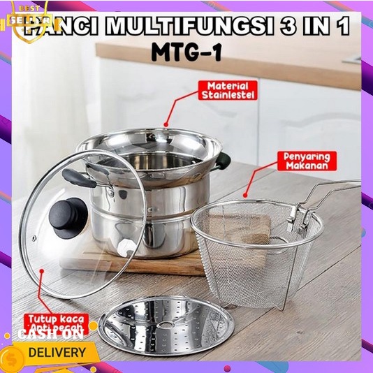Panci Set Isi 5 Pcs Anti Lengket Promo 3 In 1 Stainless Tebal Murah Paanci Supra Terbaru Pani Tutup 