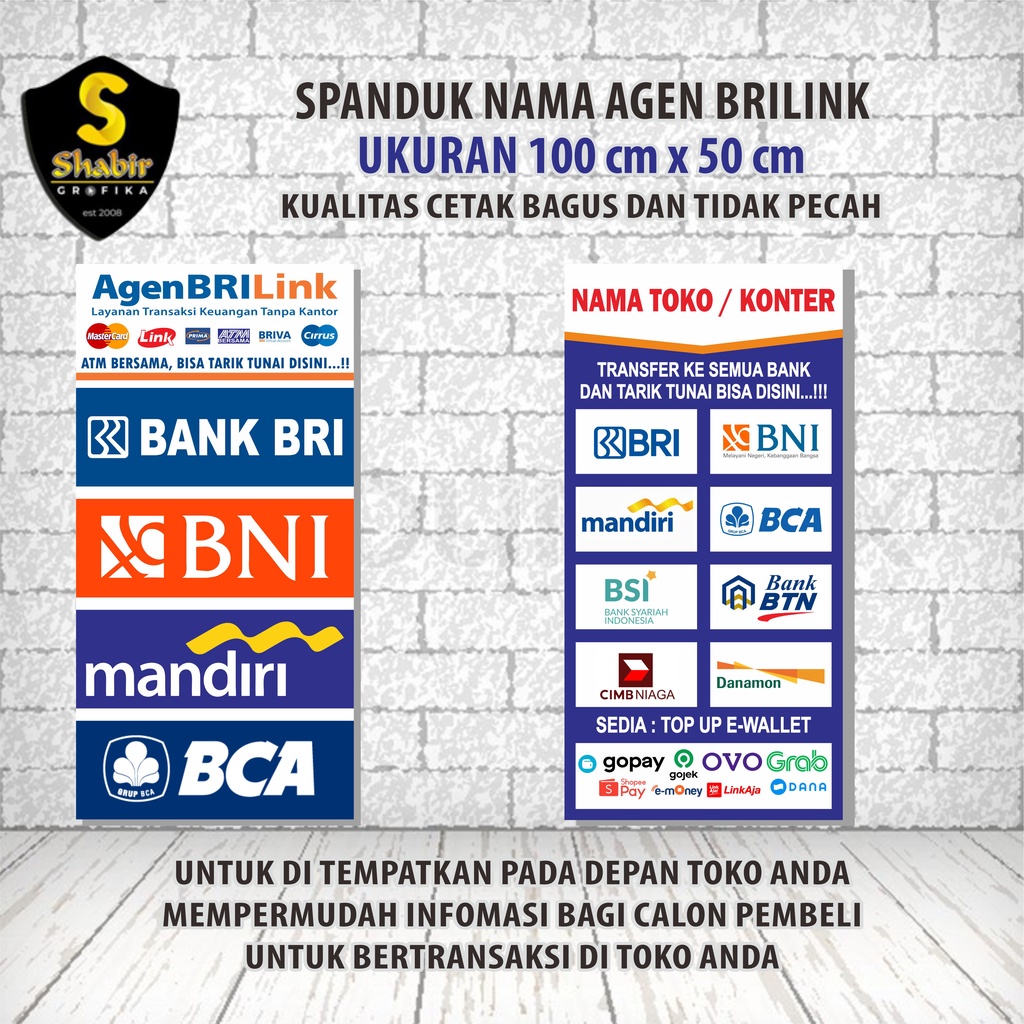 COD SPANDUK TOKO AGEN BRILINK UKURAN 100cm x 50cm