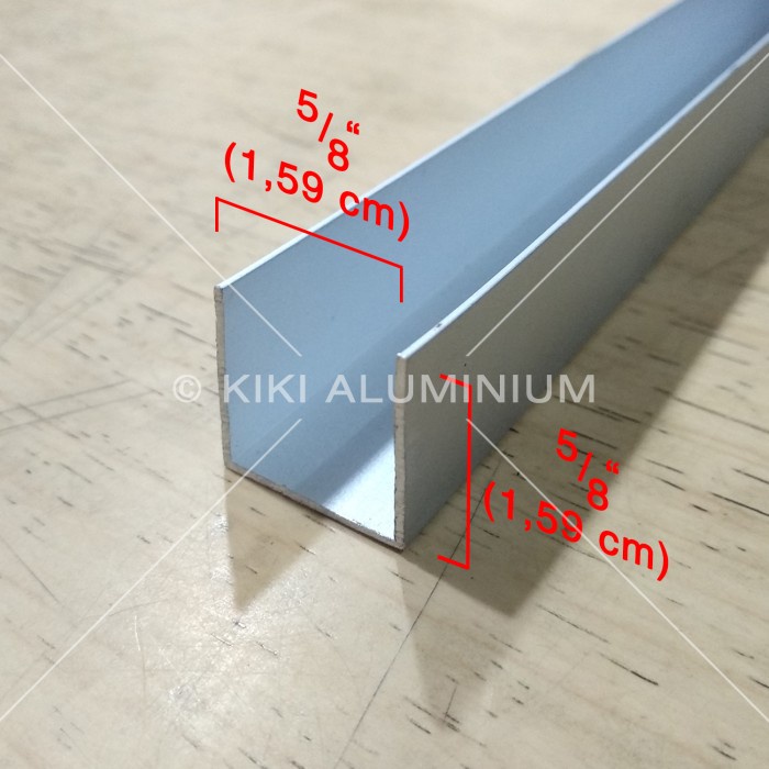 Best Seller Kanal U Aluminium 5/8" (1.6 Cm) - Tebal 1 Mm - P. 6 Meter