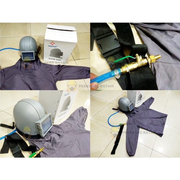 Terbaru Sandblasting Helmet Fiber Master Set Blasting Jacket Jaket Safety Helm