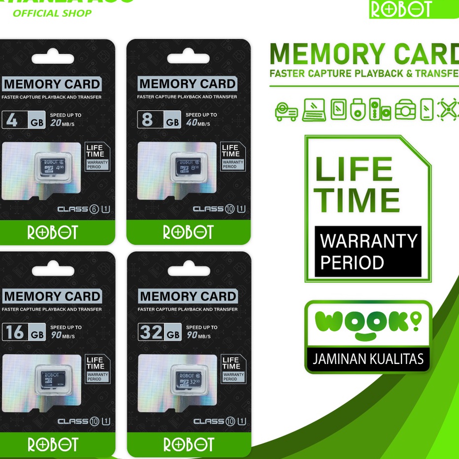 AIF365 KHANZAACC Kartu Memori HP Micro SD Robot 4GB 8GB 16GB 32GB Memory Card  Original Bergaransi R