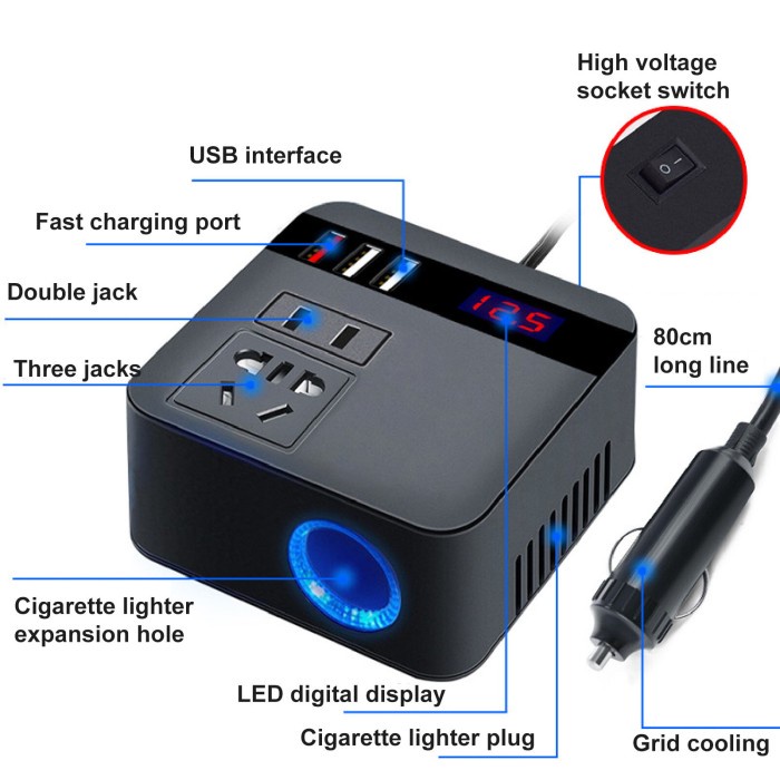 TAFFWARE CAR POWER KONVERTER FAST CHARGING INVERTER 100W