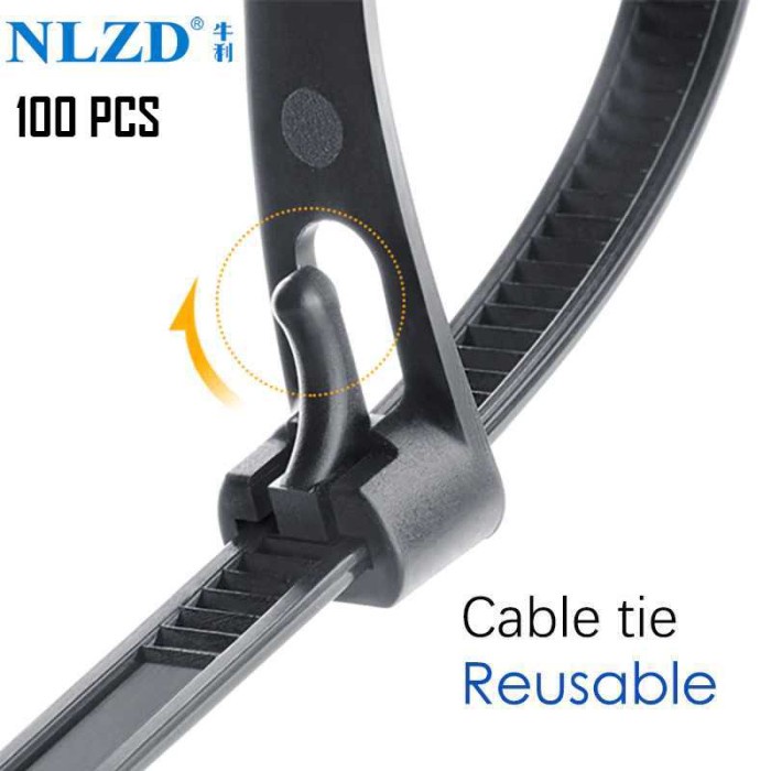 

Terlaris Kabel Ties Releasable Cable Organizer 100 Pcs Kabel Ties Buka Pasang