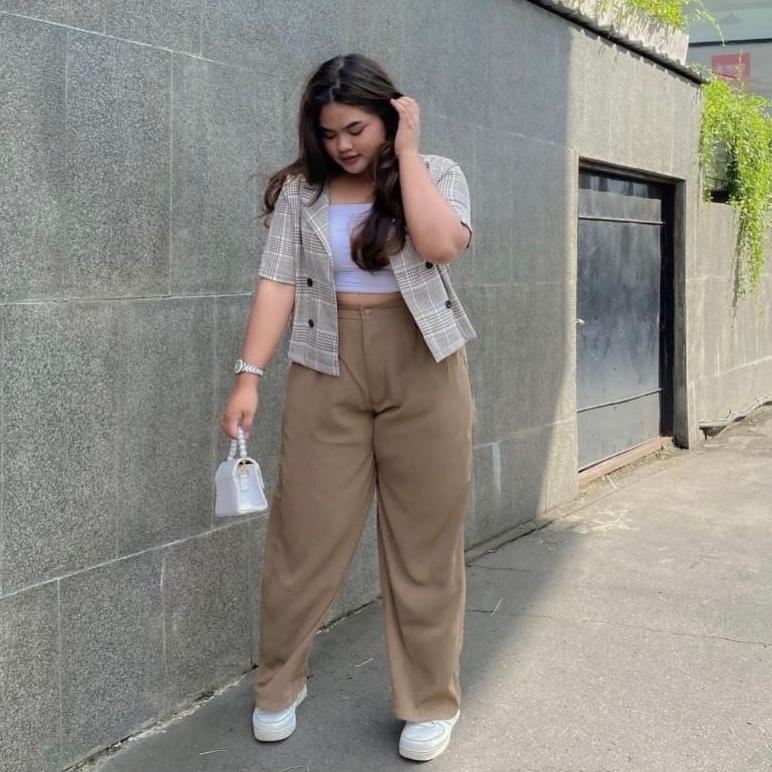 PROMO MERDEKA BAGGY PANTS JUMBO CELANA BAHAN WANITA CELANA PANJANG WANITA JUMBO CELANA KERJA WANITA 