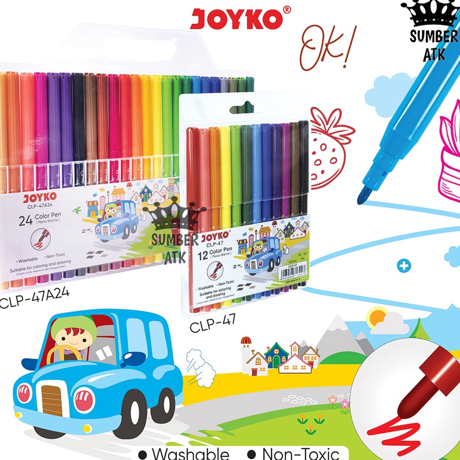 

༆ MCMXLV 4322 Color Brush Pen Pena Kuas Warna Joyko CLP-47 12 Warna Color CLP-47A24 24 COLOR (Terbaik) ㅶ