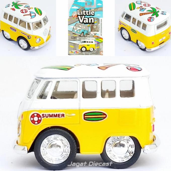Mainan Mobilan Volkswagen Little Van Pearl Yello Summer Print VW Kombi