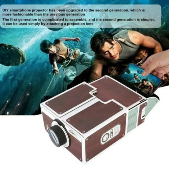 Proyektor Handphone Smartphone Projector Film Bioskop Mini 2.0 3D DIY