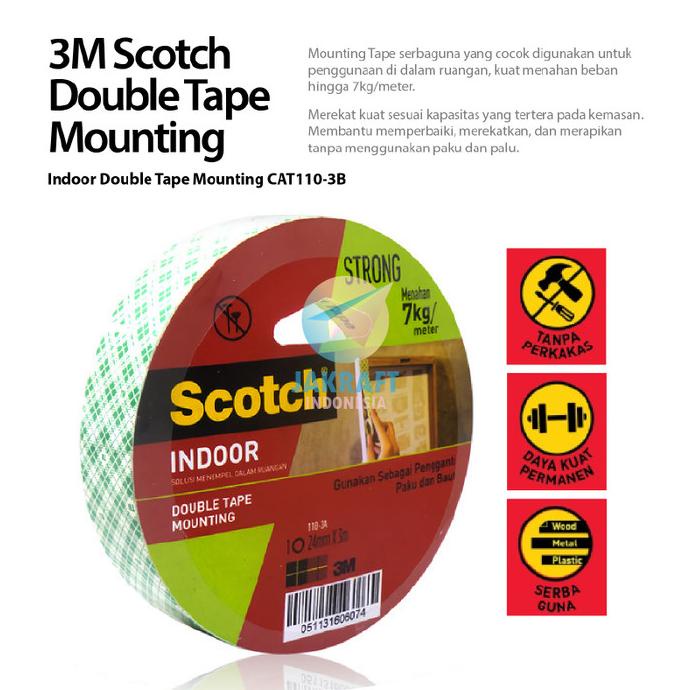

Terlaris Double Tape Busa 3M Scotch 110-3A Mounting 24Mm X 3Meter Strong 7Kg