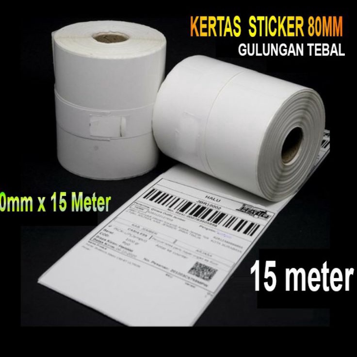 

BKYY1504 【FSASH SALE】 Label Stiker Thermal 80x50MM / Label resi / label barcode panjang 15 meter