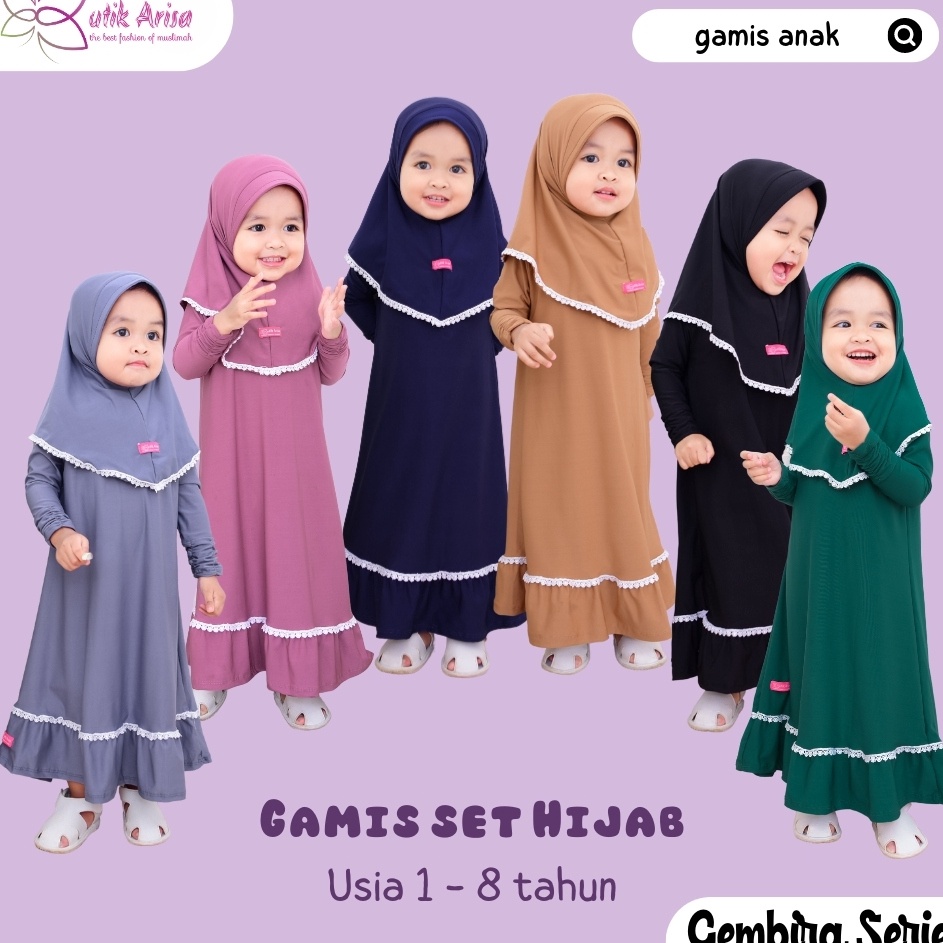 Segera Dapatkan Gembira Series Gamis Anak Set Hijab | Pakaian Muslim Anak Perempuan | Gamis Balita |