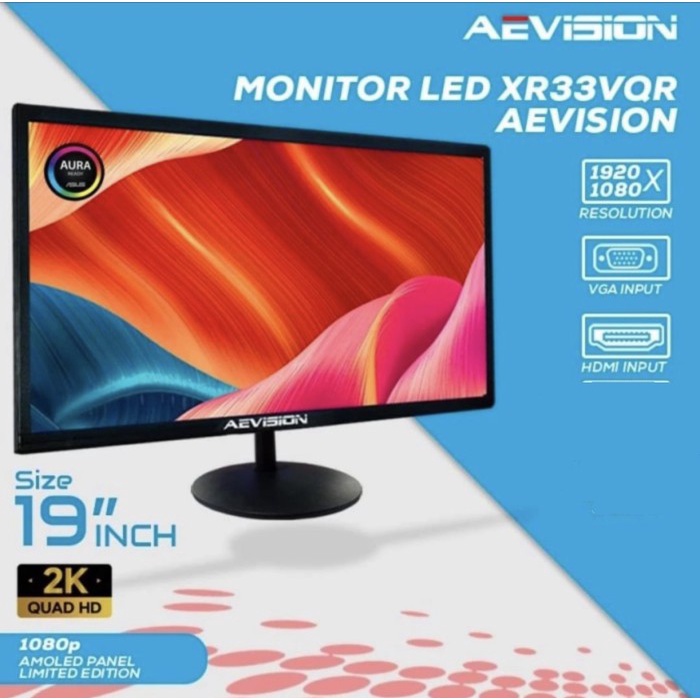Best Seller Monitor Led Aevision 19 Inch Hdmi Vga Layar Komputer Cctv Dvr New