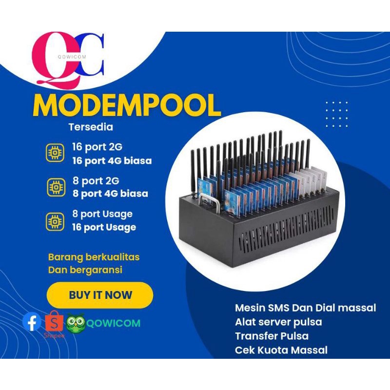 Modem Pool Foxcom 4G 16 Port Usage Used Data Kuota Internet 16 Kartu sekaligus