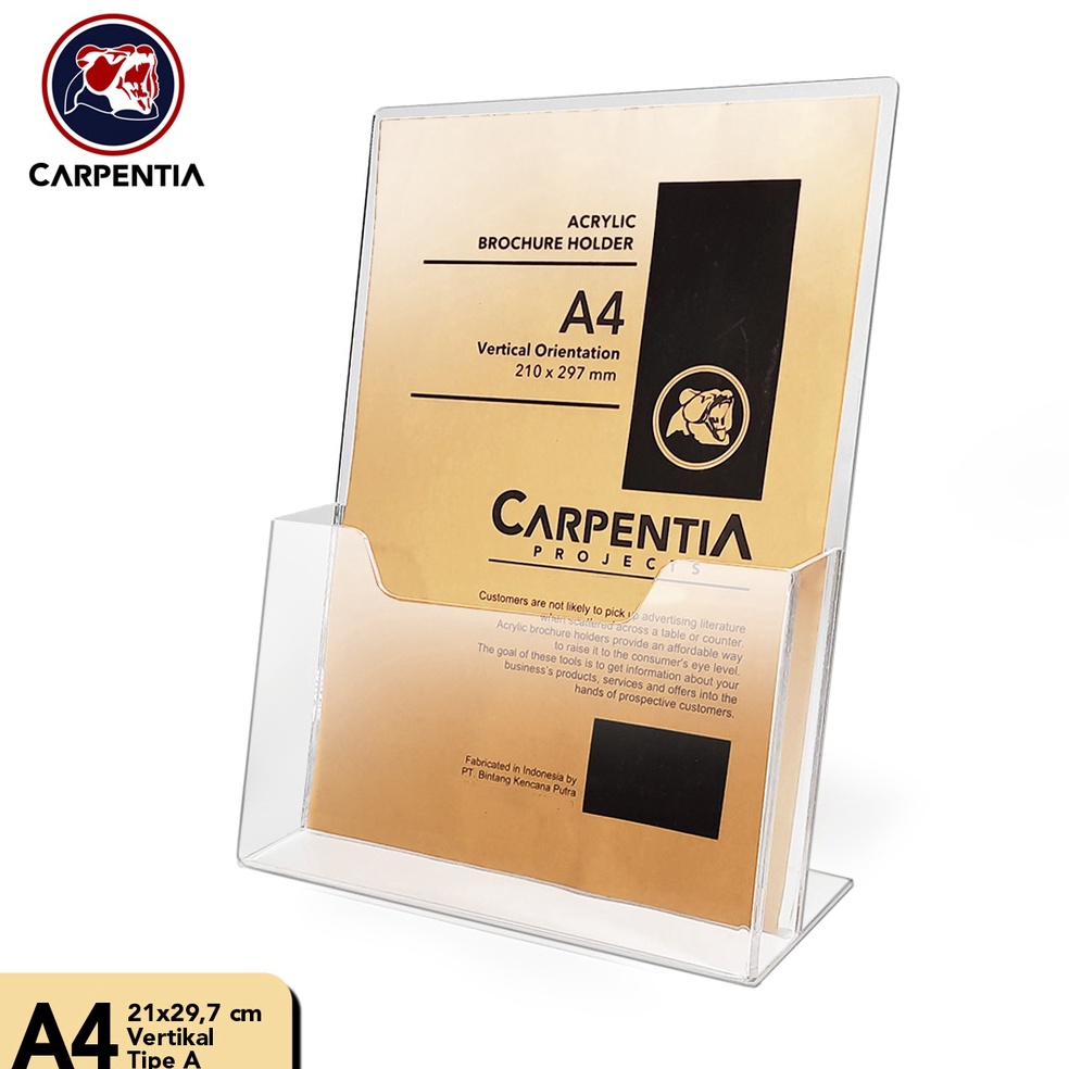 

12.12 Carpentia Brochure Holder Acrylic/Tempat Brosur Akrilik A4 - Tipe A Bening [Tebal Acrylic 3 mm] !!