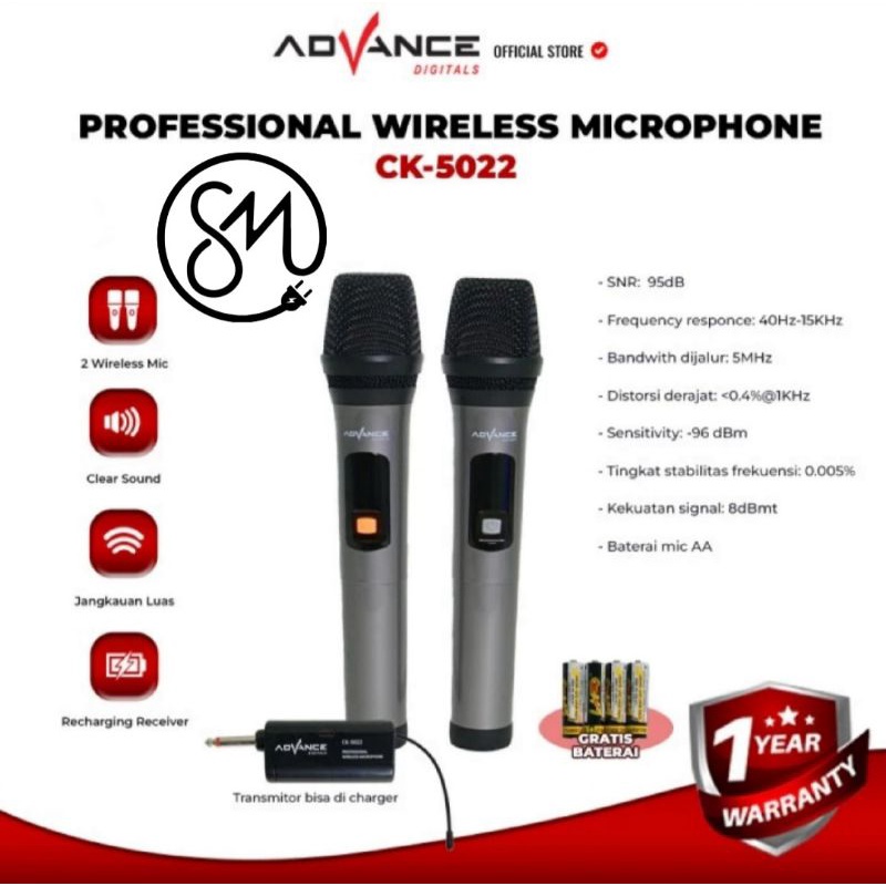 Microphone Advance CK-5022 Digital Wireless Mic nirkabel CK5022 Double