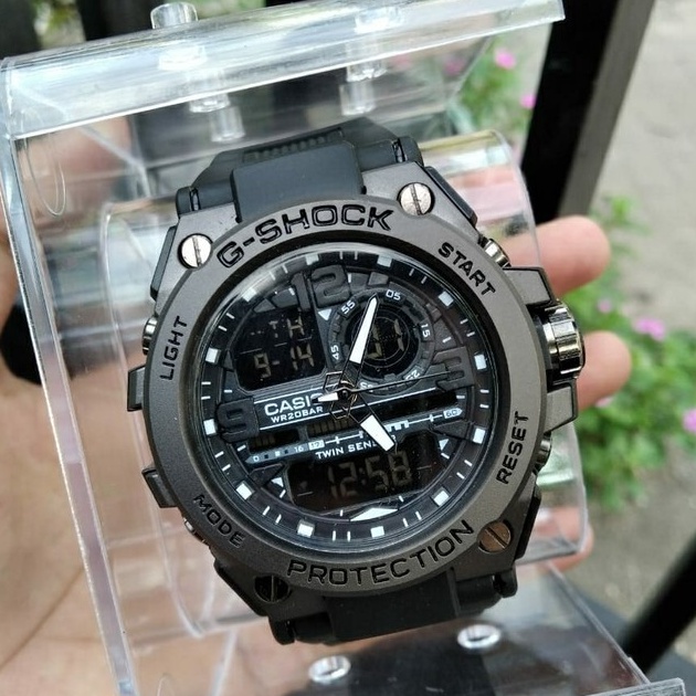 12.12 MALL Jam Tangan Pria G Shock GST-8600 Metal Full Black Tampilah Mewah Murah & Elegan Bonus Tas