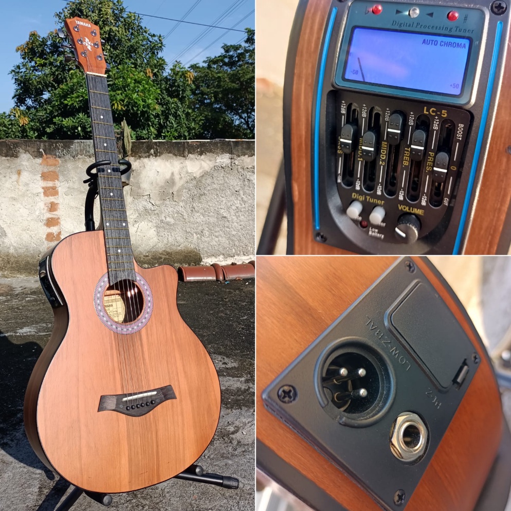 Murah.. Gitar akustik pemula elektrik tuner yamaha custom