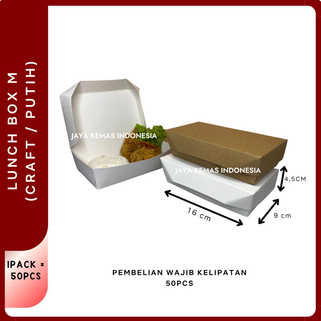 HOT SALE. Paper lunch Box / Paper Lunch Box Kraft M / Lunch Box Kraft L ISI 50 PCS