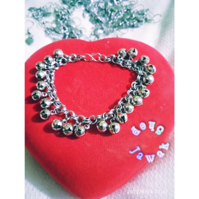 gelang kaki bayi kerincing dobel titanium