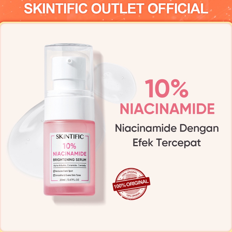 Kode8p3Od 【Skintific Outlet Official】SKINTIFIC 10% niacinamide Brightening serum 20ML &amp; 7 days fades dark spot Skintific Serum Whitening