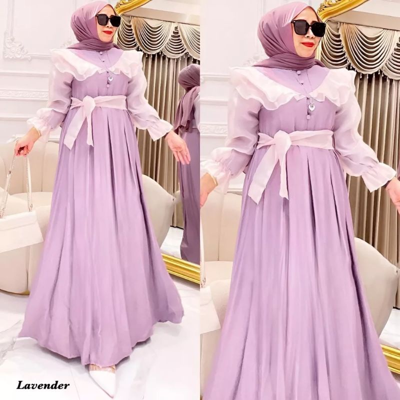 SHELLA DRESS GAMIS POLO LINEN MAXY BUSUI GAUN PESTA  - 01  GAMIS