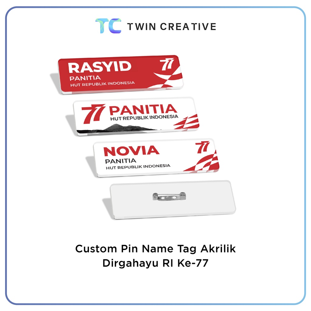 W6Q CUSTOM PIN NAME TAG AKRILIK PANITIA 17 AGUSTUS DIRGAHAYU HUT RI - TANDA PENGENAL PENGURUS