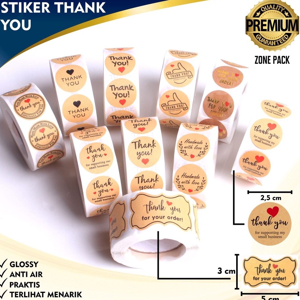 

[CODE BARANG 321SGS] 1 roll (500 pcs) Stiker Label Tulisan Thank You For Your Order I Stiker Packing I Stiker Craft Weekday