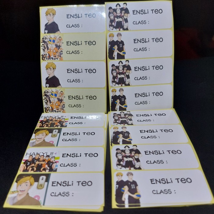 

Anime Haikyuu inarizaki Sticker Nama / Label Nama utk buku pelajaran