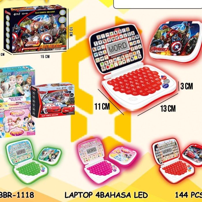 Mainan Laptop Layar 4 Bahasa Led